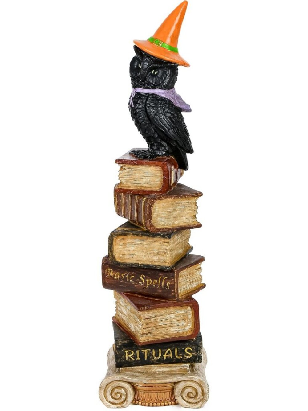 Spooky Owl on Stacked Books Tabletop Decor - Halloween Decoration, 32 Inches